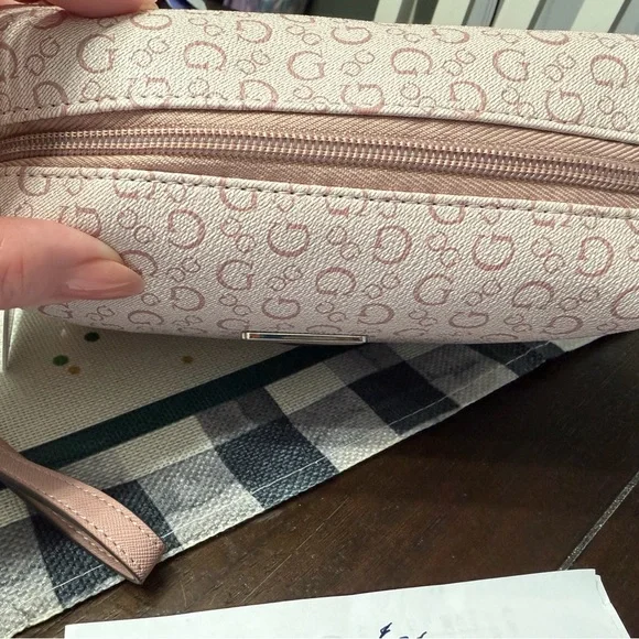 GUESS Blush Pink Monogram Cosmetic Bag - Picture 2 of 3